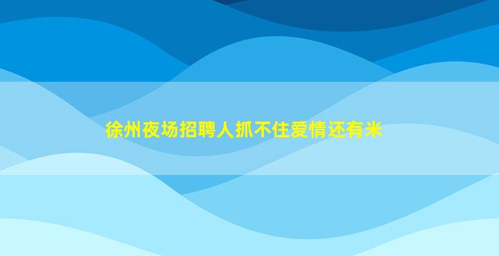 徐州夜场招聘人抓不住爱情还有米